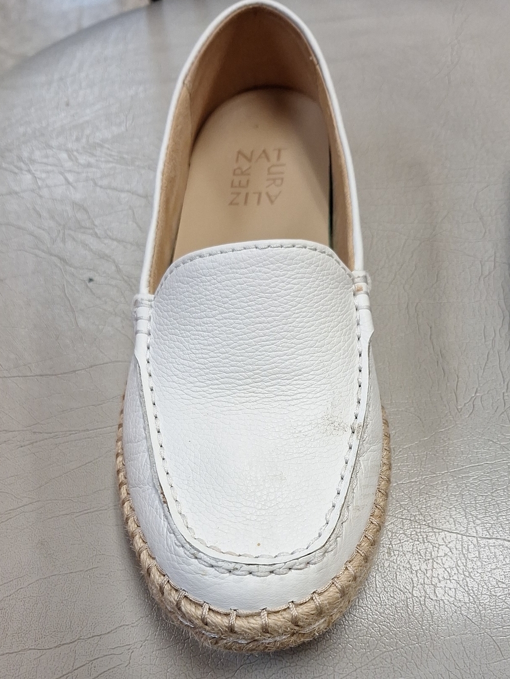 Naturalizer White Leather Espadrille Loafer Slip-On